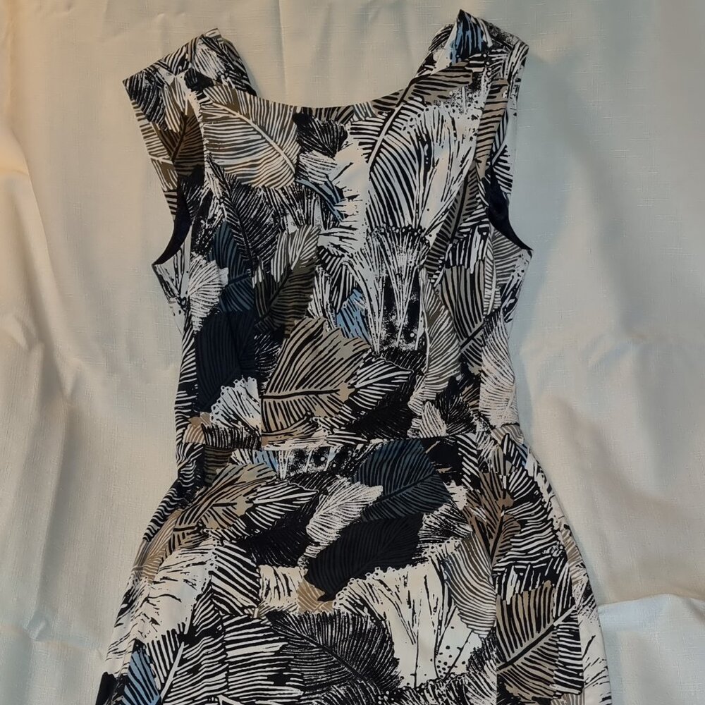 French Connection black, cream and white pattern mini dress